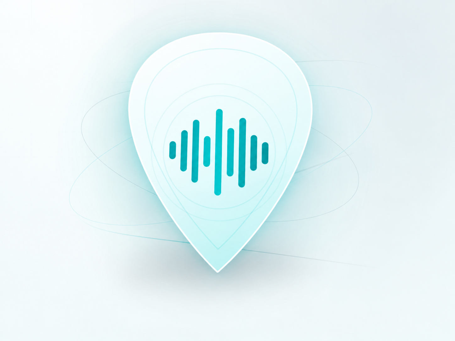 Abstract guitar pick with a teal audio waveform